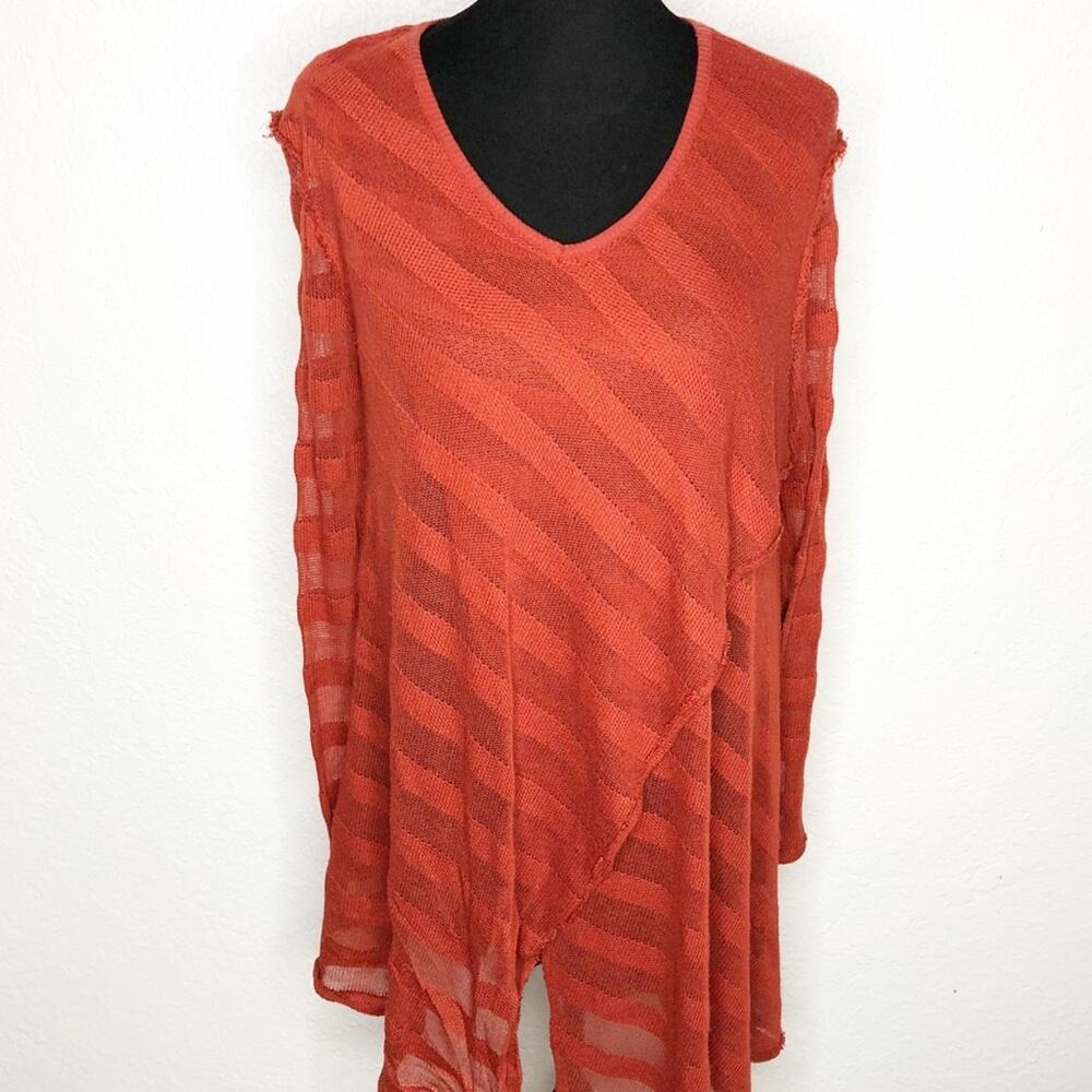 We the Free rust orange red striped knit layered tunic top size Small